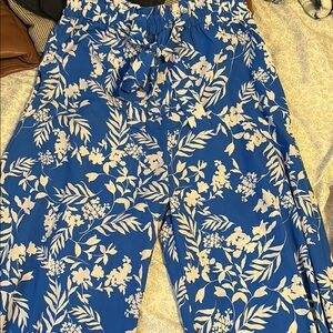 Blue Floral Print Pants